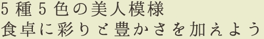 5種5色の美人模様食卓に彩りと豊かさを加えよう