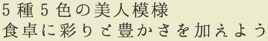 5種5色の美人模様 食卓に彩りと豊かさを加えよう